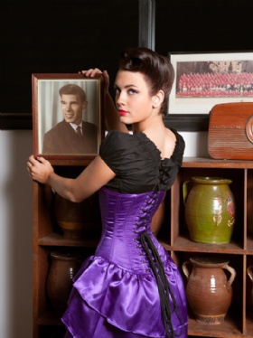 Purple Satin Underbust Corset Dress